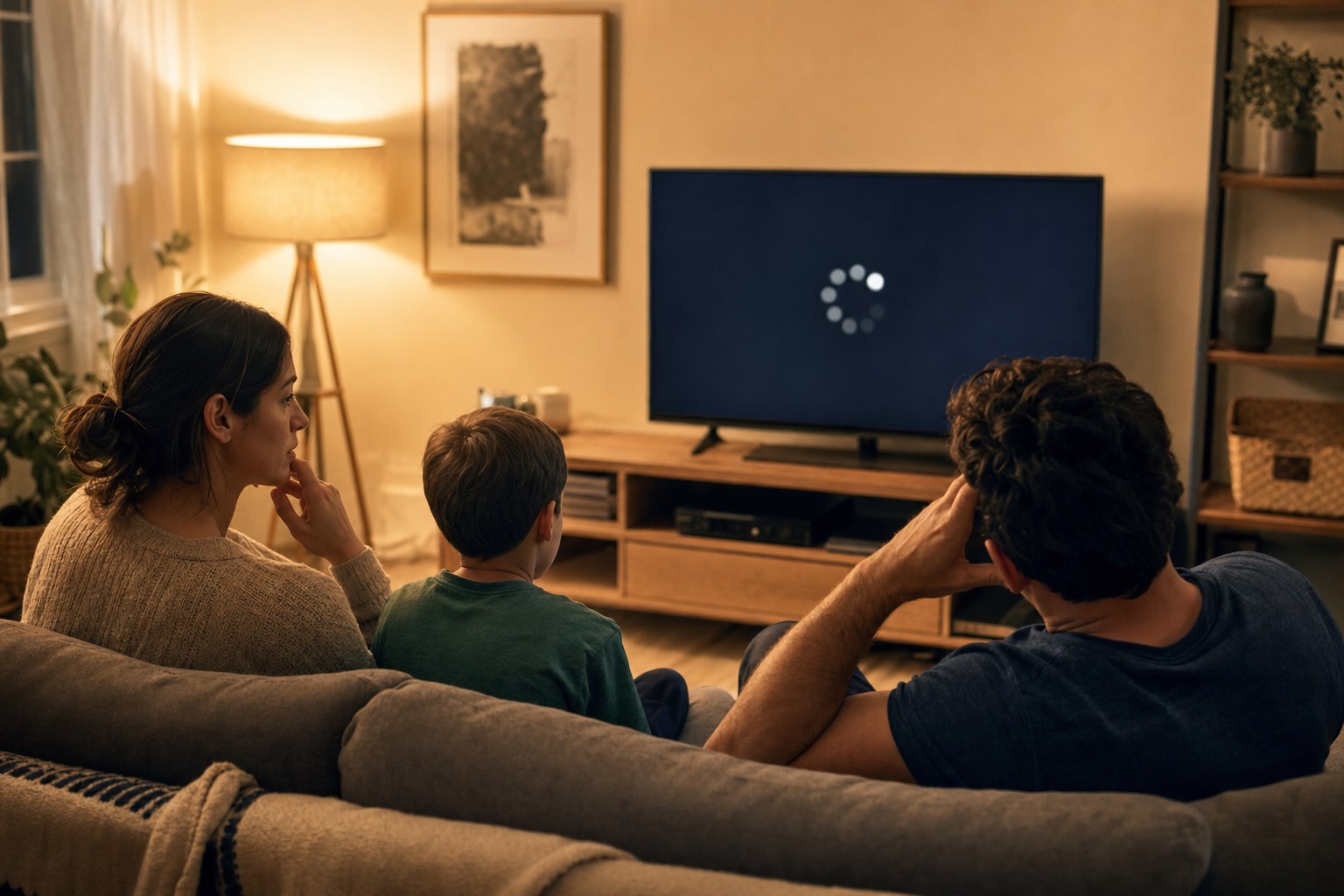 Household waiting while television streaming buffers