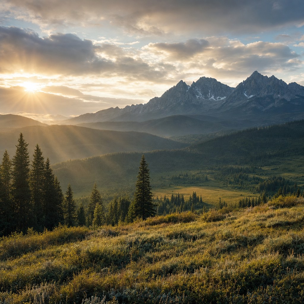 Sunrise over Montana mountains