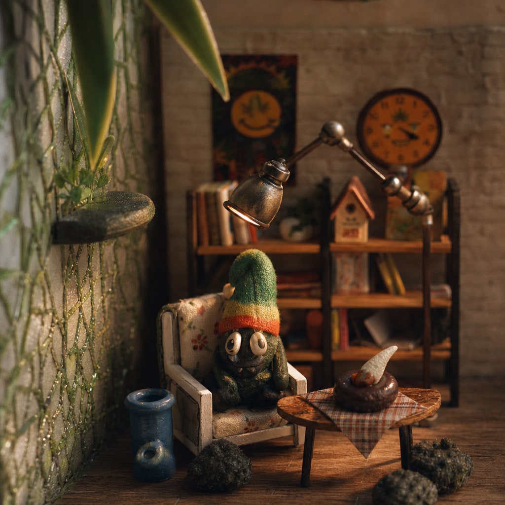 A miniature room enclosure with sheltered climbing spaces