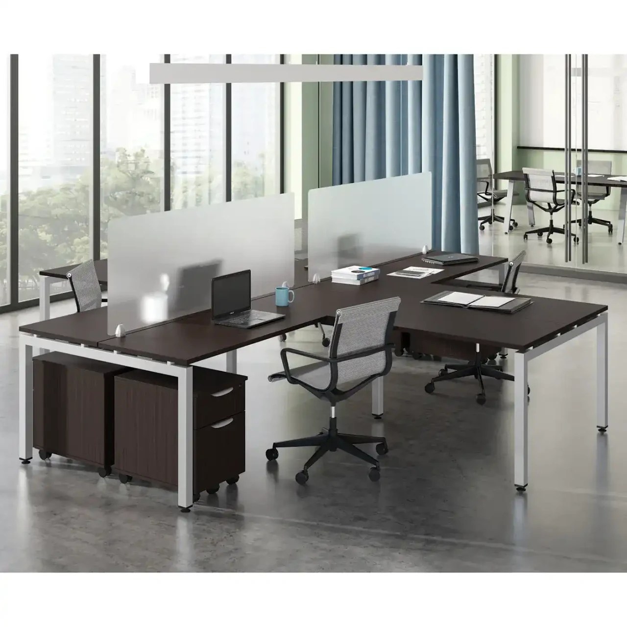 144" x 72" Unite Leg Four-Person Workstation-Desk