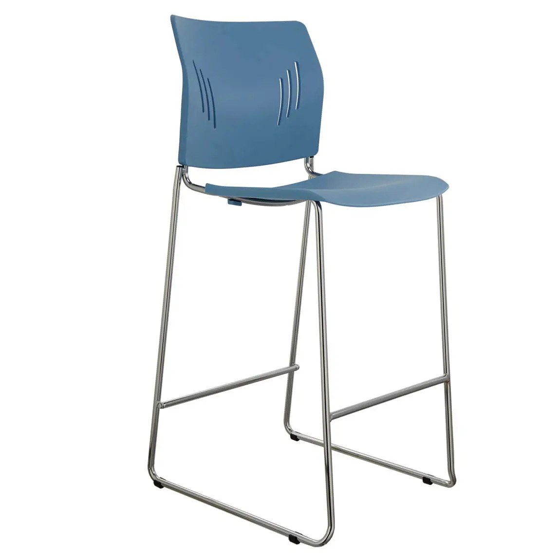 Agenda Plus Bar Height Stool with Footrest and Chrome Sled Base