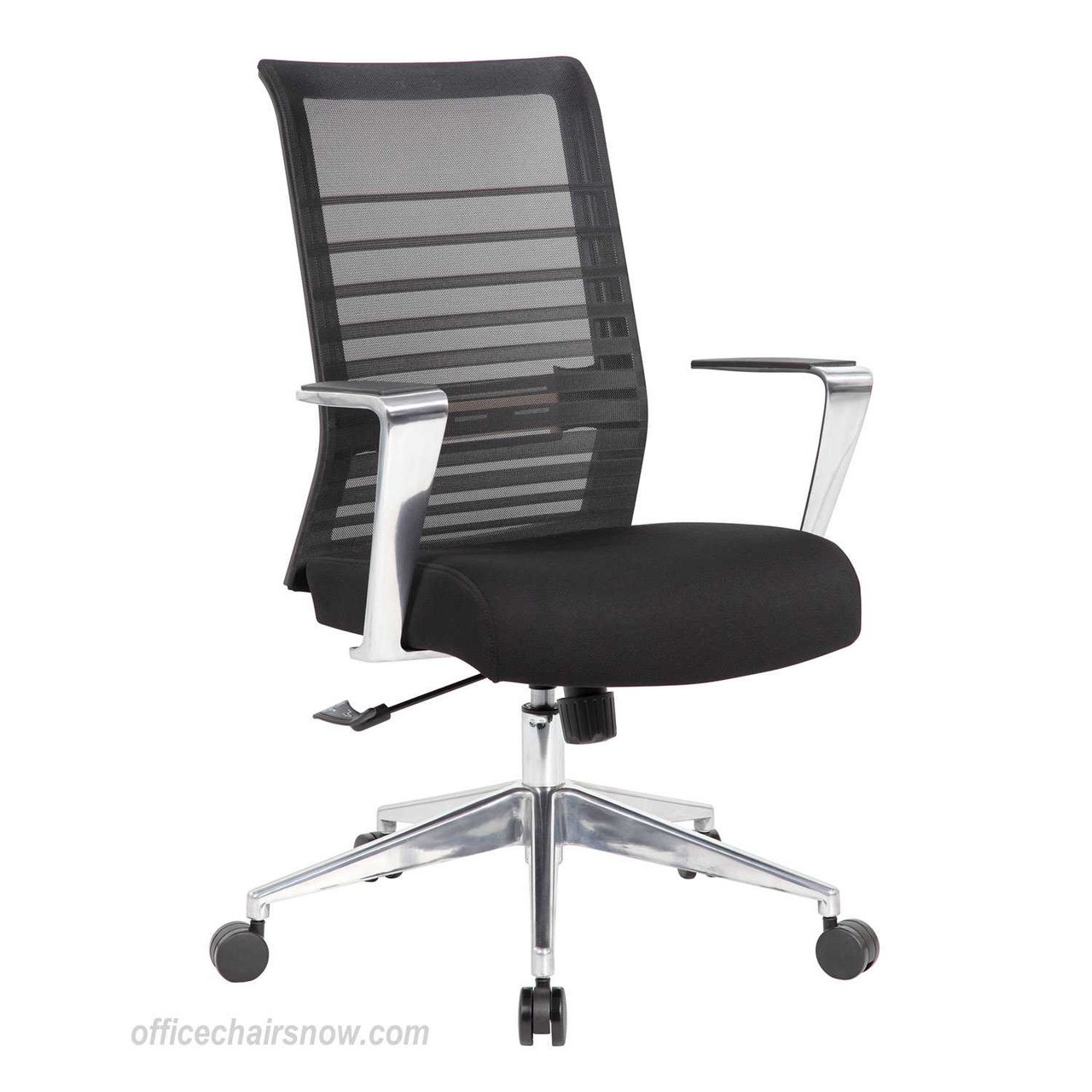Black Mesh Synchro-Tilt Task Chair with Polished Aluminum Arms & Base