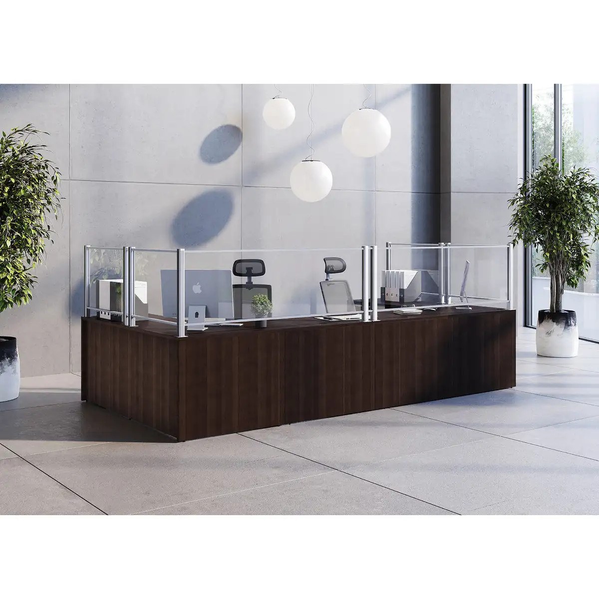 Border II U-Shape 2-Person Reception Station with Clear Acrylic Panels