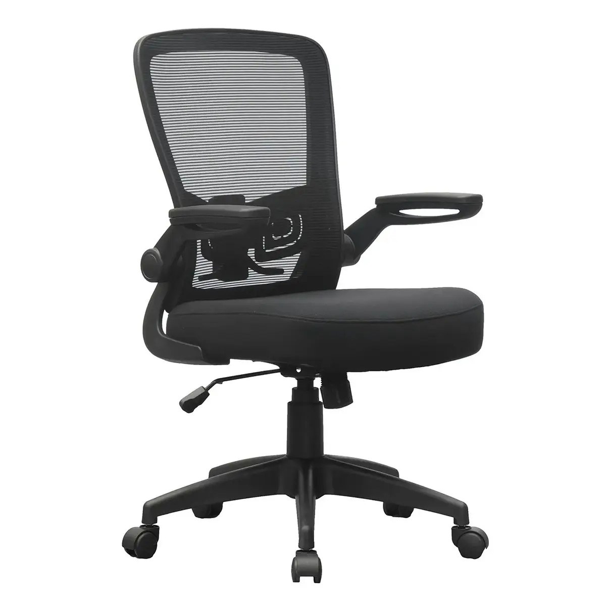 Boss Black Mesh, Flip Arm, Task Chair in Black Soft Touch Fabric