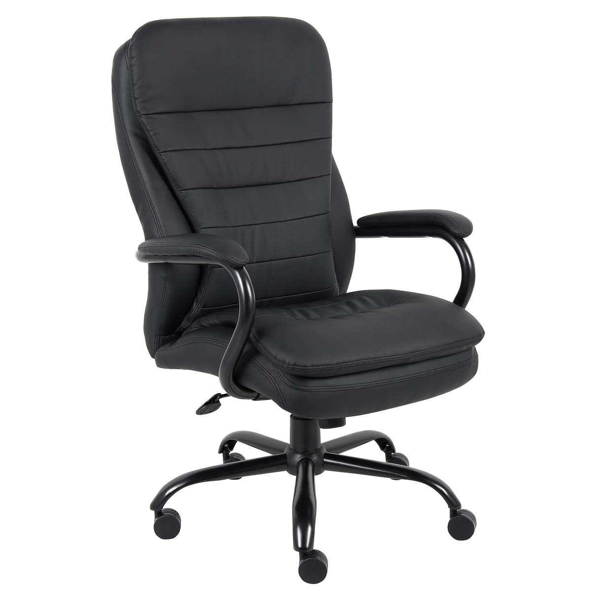 Boss Double Plush Black Caressoftplus Vinyl Chair - Supports 400 Lbs.