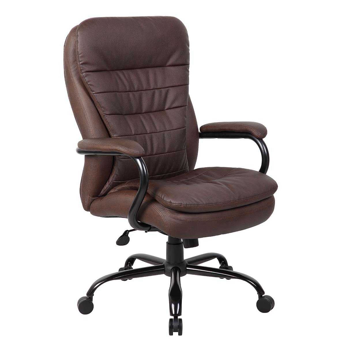 Boss Heavy Duty Double Plush Bomber Brown LeatherPlus Chair - Supports 400 Lbs.