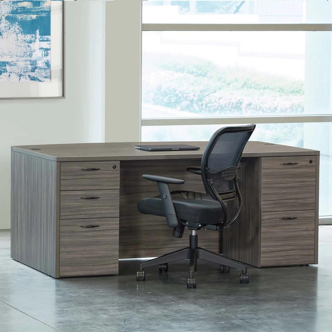 Bow Top Desk 71in x 41in with Drawers