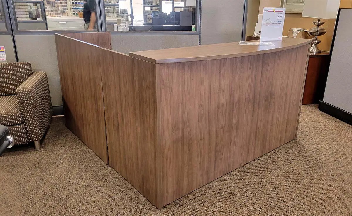 GREAT DEAL - OS L-Shape Laminate Reception Station with Transaction Counter