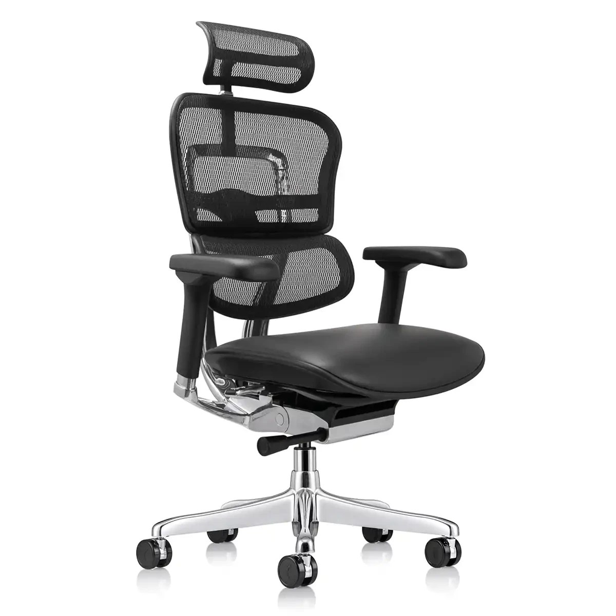 ErgoHuman GEN2 High-Back Ergonomic Leather Seat & Mesh-Back Executive Chair with Headrest