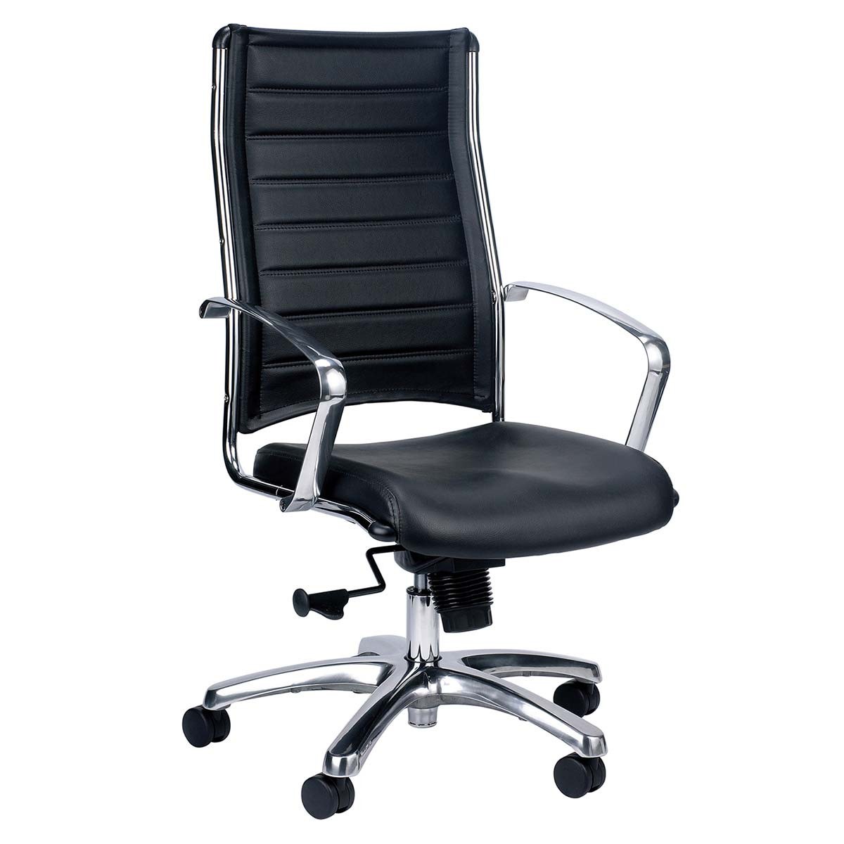 Eurotech Europa Black Leather High-back Knee-Tilt Office Chair