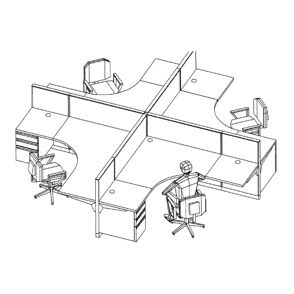 Freestanding 4-Station 6' x 6' Remanufactured Herman Miller/New Clone (Priced per Station)
