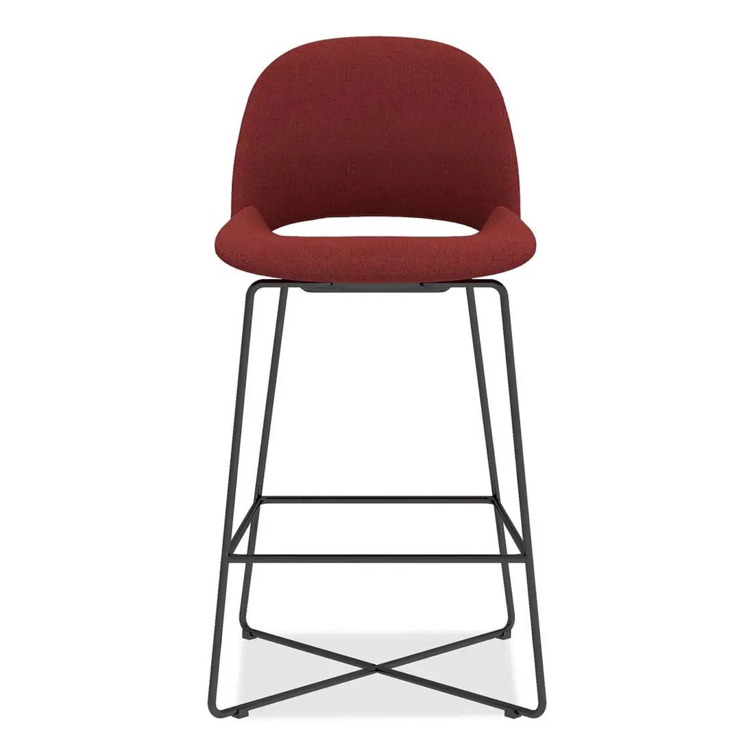 Jola Bar Height Fabric Stool with Black Metal Base (Set of 2)