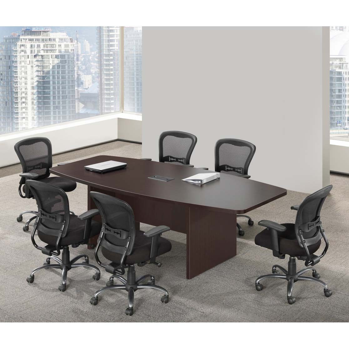 OS Laminate Boat Shaped Conference Table with Slab Base