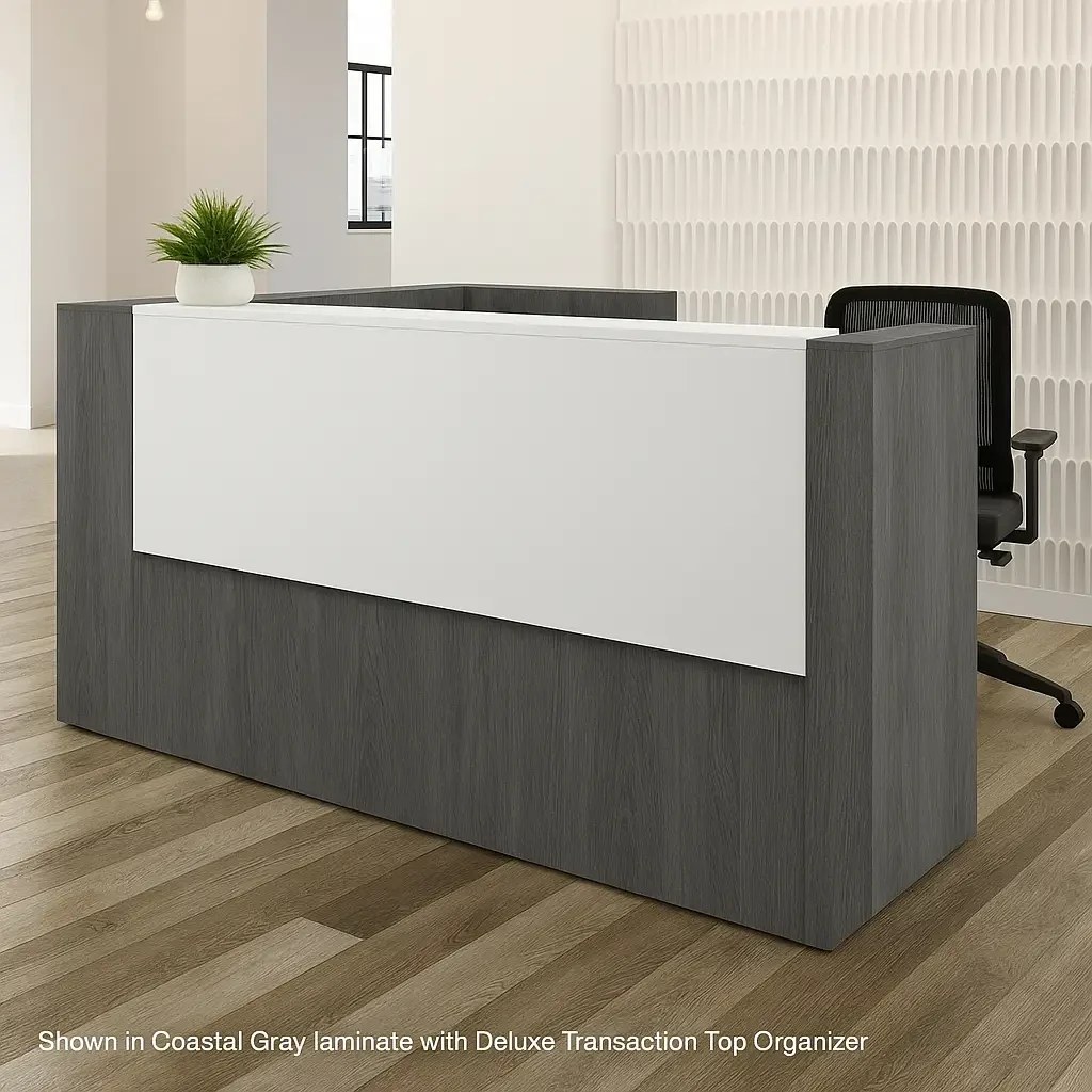 OS Laminate Reception Station with Deluxe Transaction Top Organizer