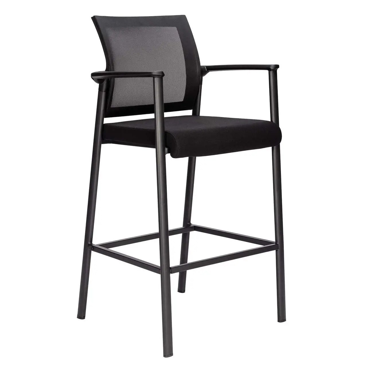Oslo Mesh Back Stool with Arms & Black Frame