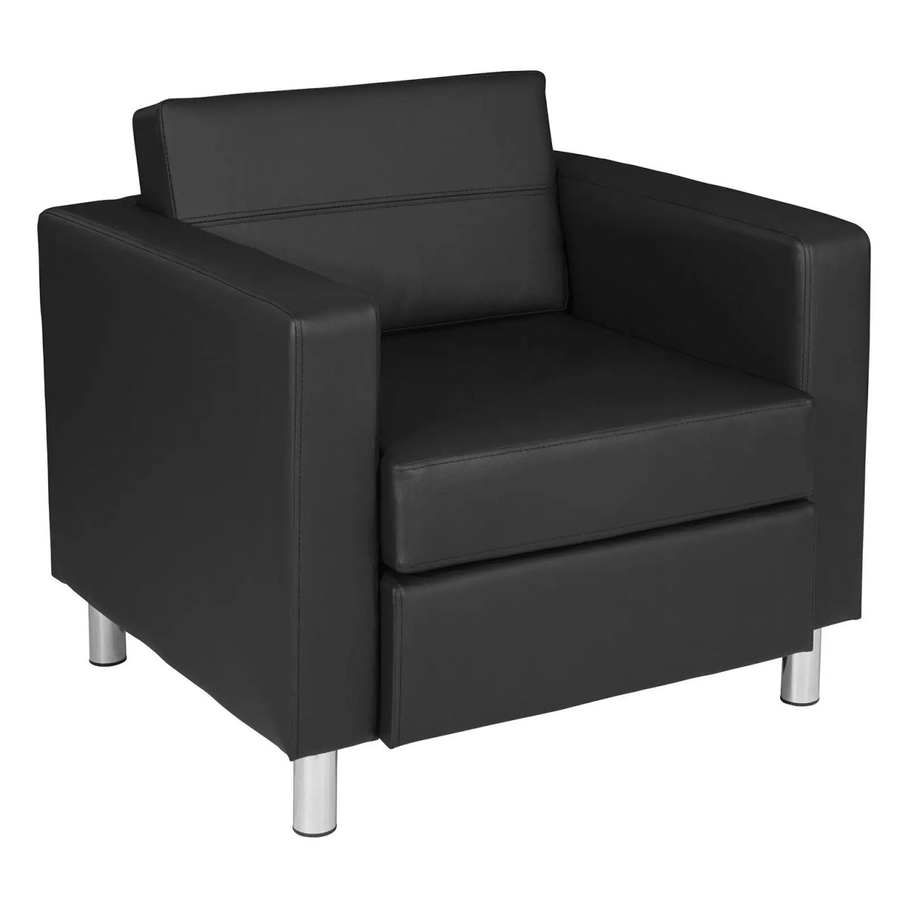 Pacific Armchair in Vinyl with Chrome Finish Legs