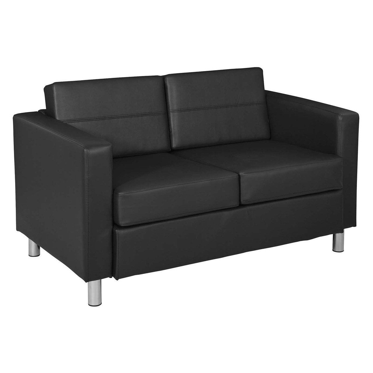 Pacific Loveseat in Vinyl with Chrome Finish Legs