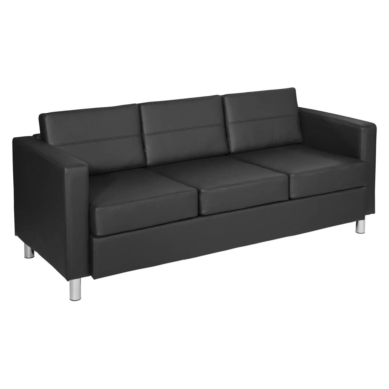 Pacific Sofa in Vinyl with Chrome Finish Legs