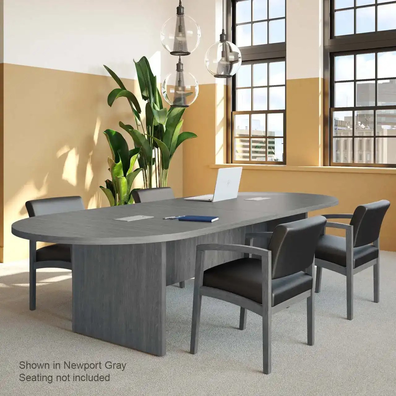 Race Track Conference Table with  Slab Bases - Multiple Sizes & Colors