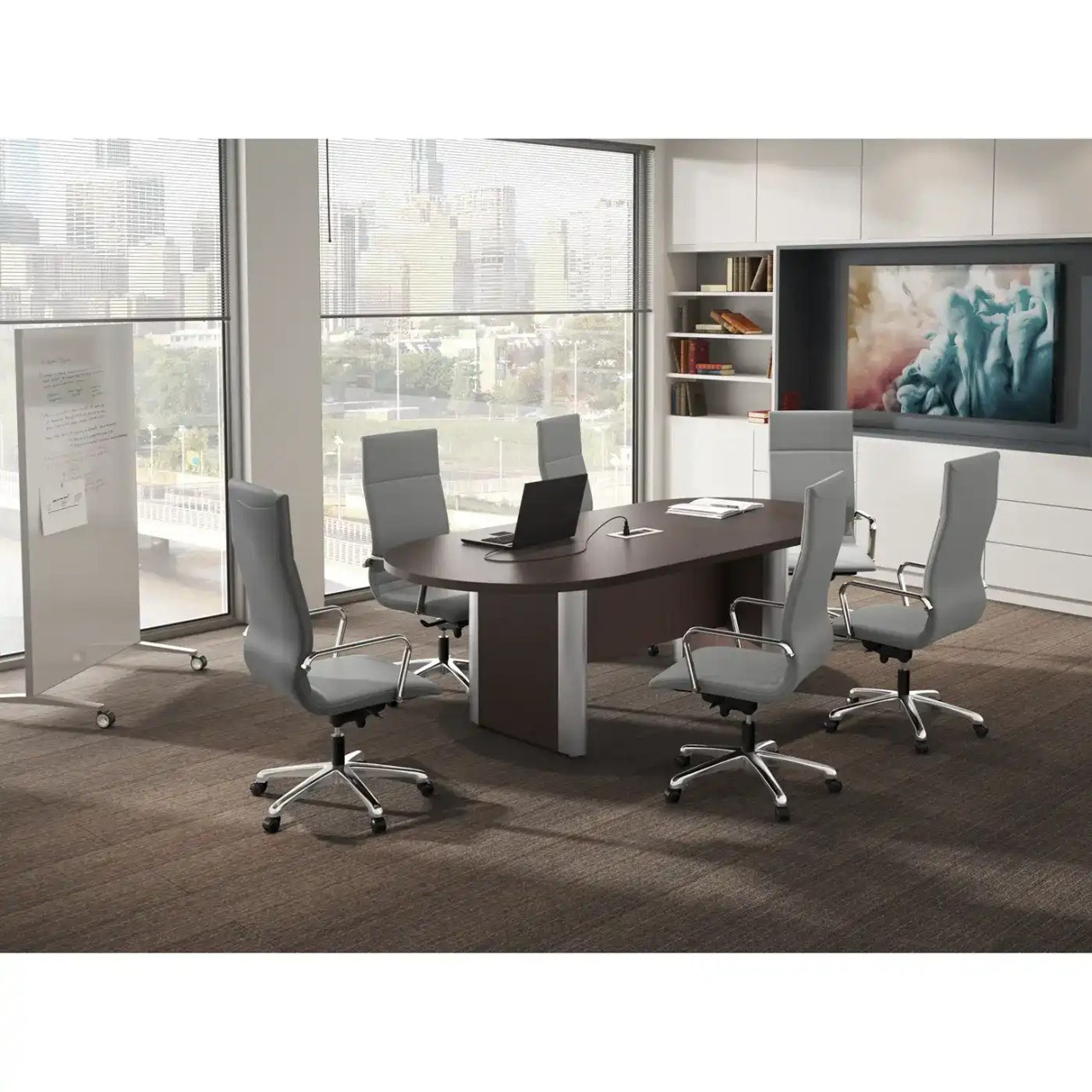 Racetrack Laminate Conference Tables with Accent Bases