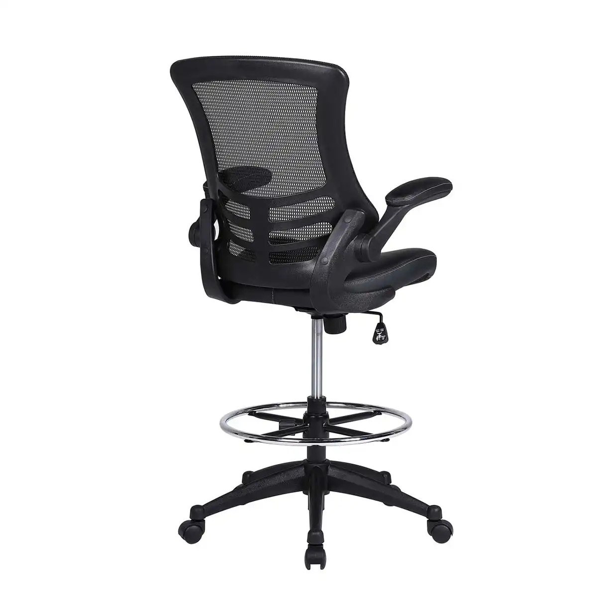 Serene 2.0 Flip Arm Mesh Back Task Stool with Black Frame