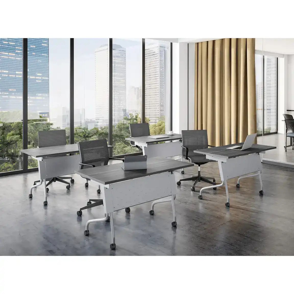 Set of 4 - OS Flip Top Training Tables w/ Silver & White Base - Style 1 - OST03