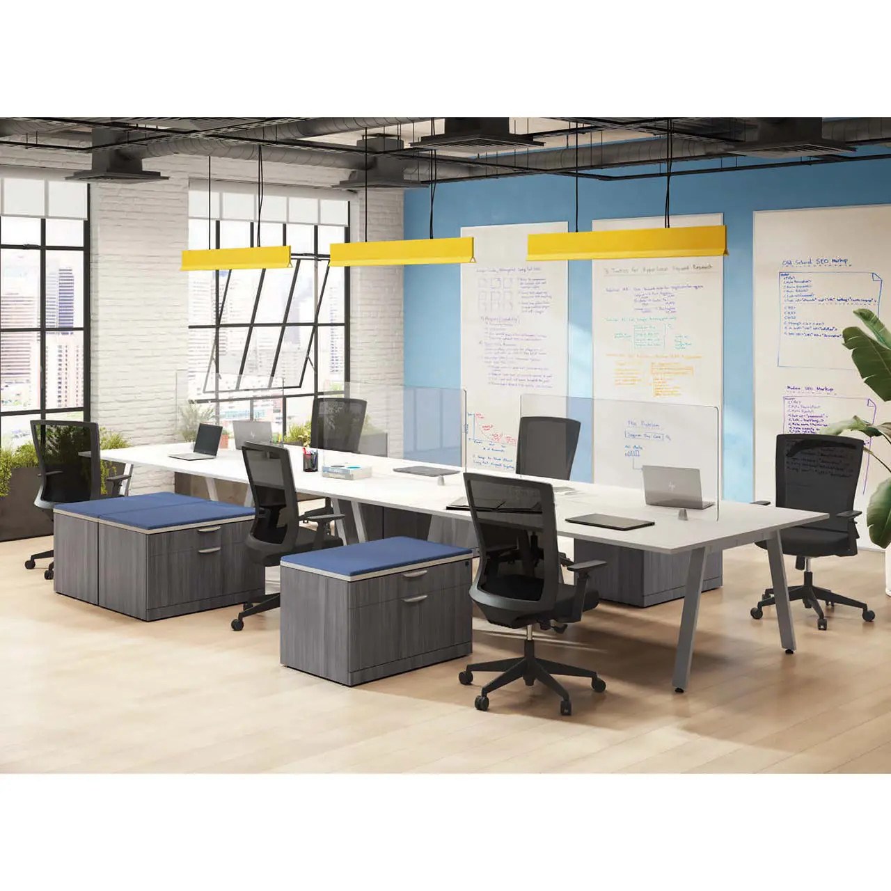 Variant 216" x 60" Oblique Leg Multi-Person Workstation - Community Table