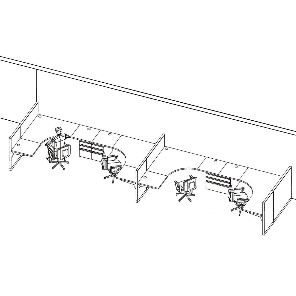 Wall Mounted 4-Station 6' x 6' Remanufactured Herman Miller/New Clone Office Cubicles (Priced per Station)