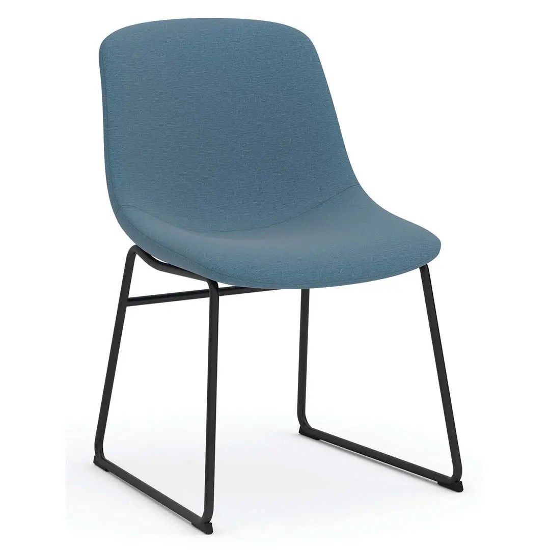 Willow Mid Back Lounge Chair with Black Metal Sled Base