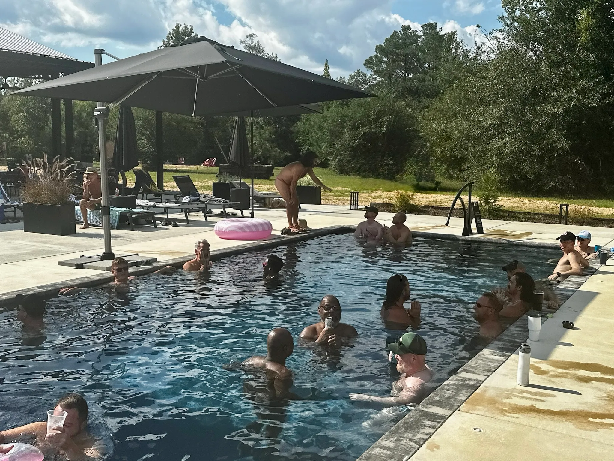 Farmcamp guests enjoying the pool