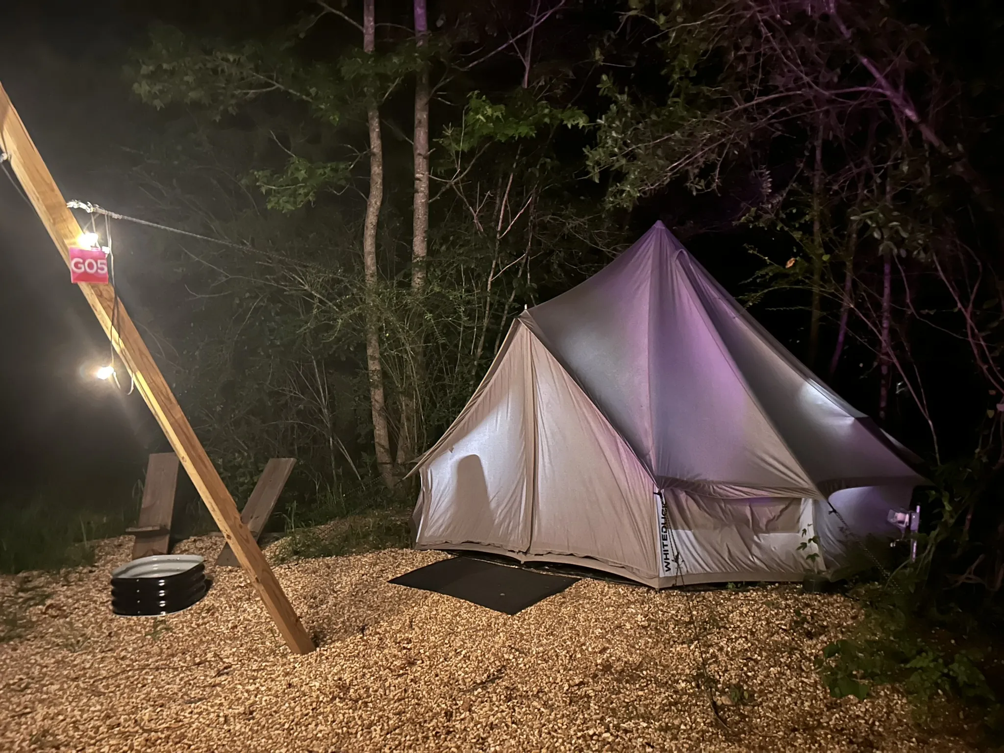 Furnished interior of a Farmcamp glamping tent