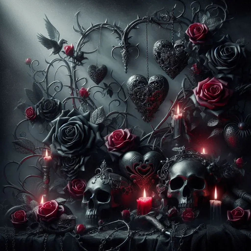 Gothic skull and roses artwork
