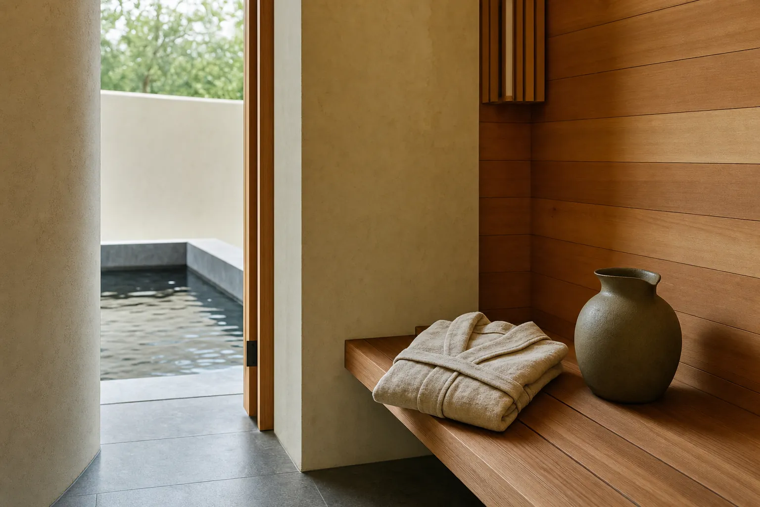 Private sauna and cold water recovery room