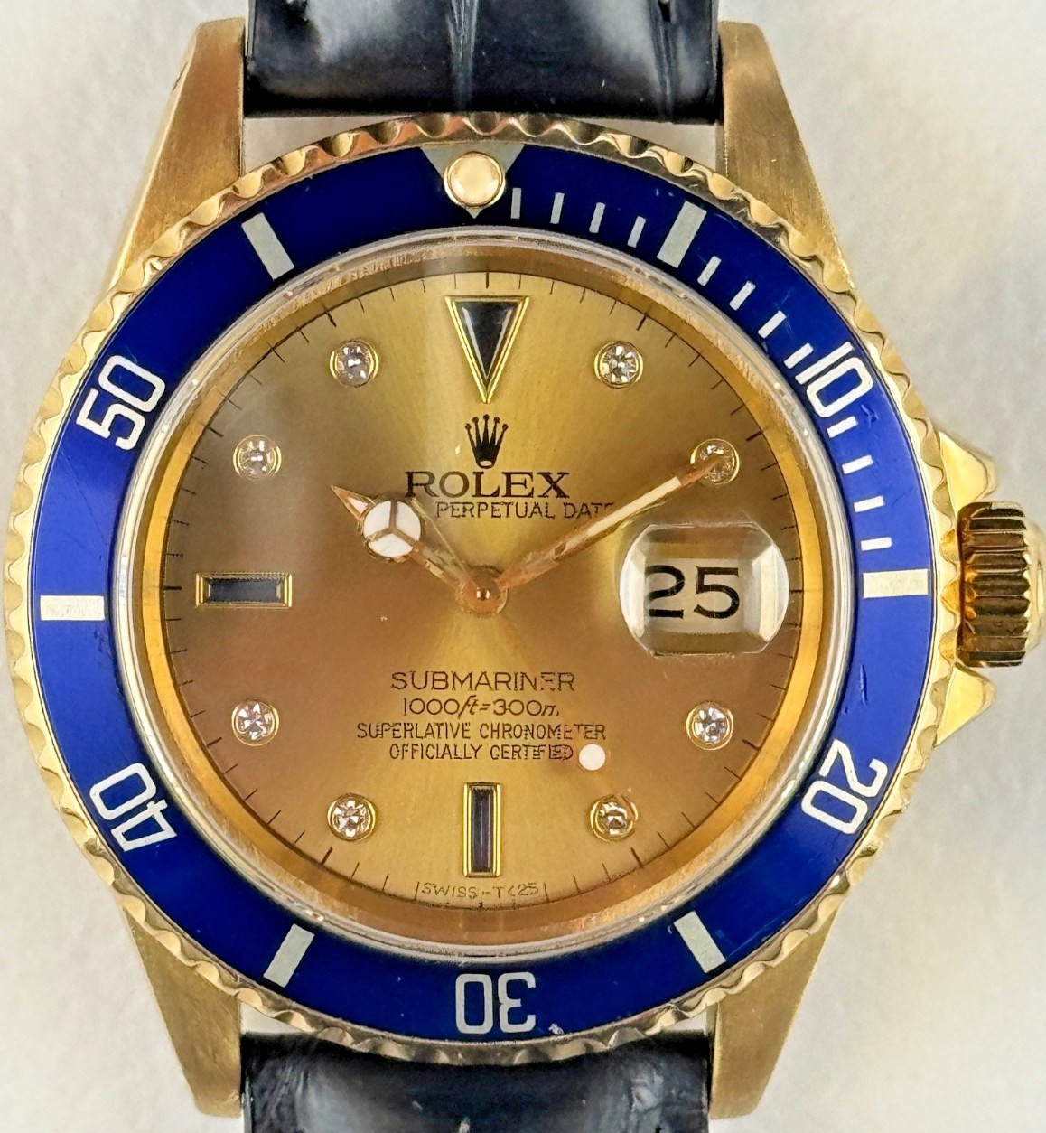 Rolex Submariner Date 16618 Serti Diamond Dial