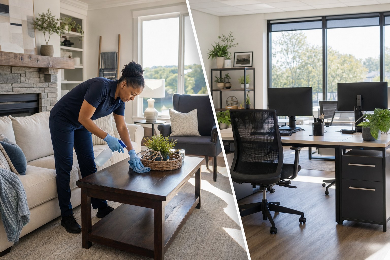 Professional cleaning in home and office spaces