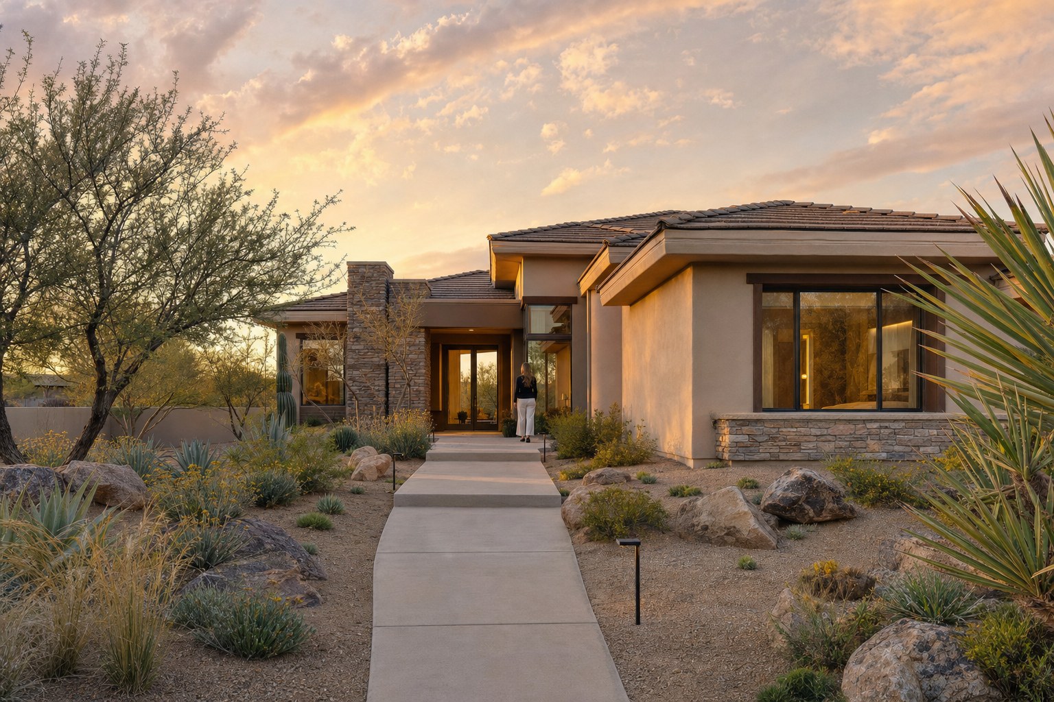 Arizona home exterior at golden hour