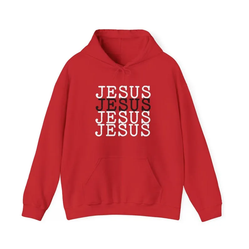 Jesus Repeated Script Hoodie