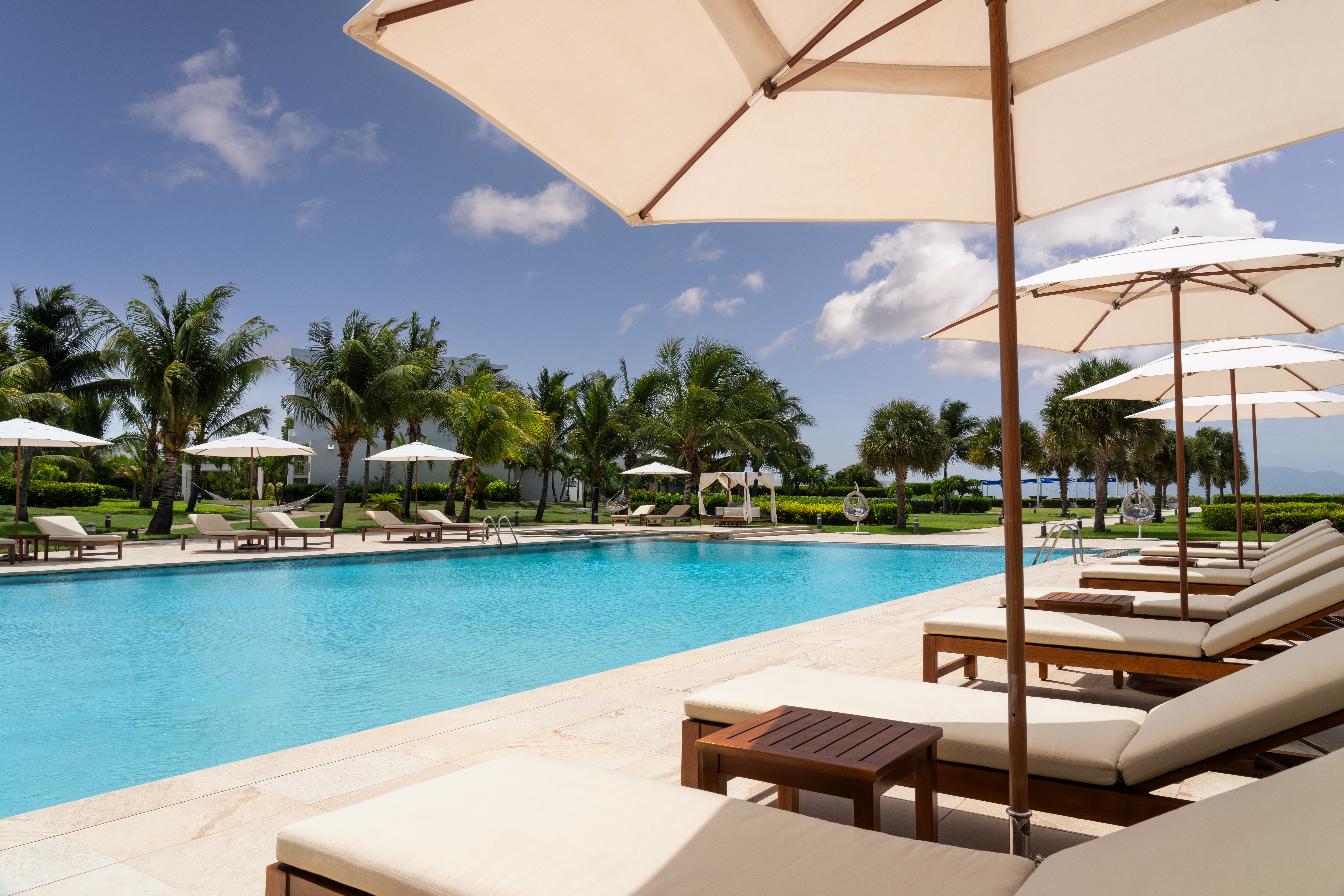 A quiet poolside setting for an executive retreat