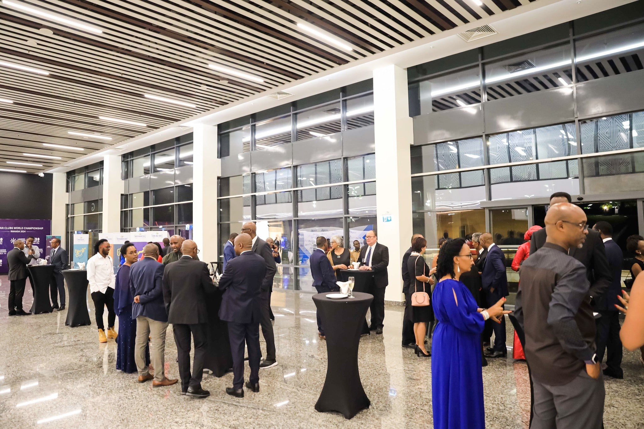 Guests connect at an evening gathering
