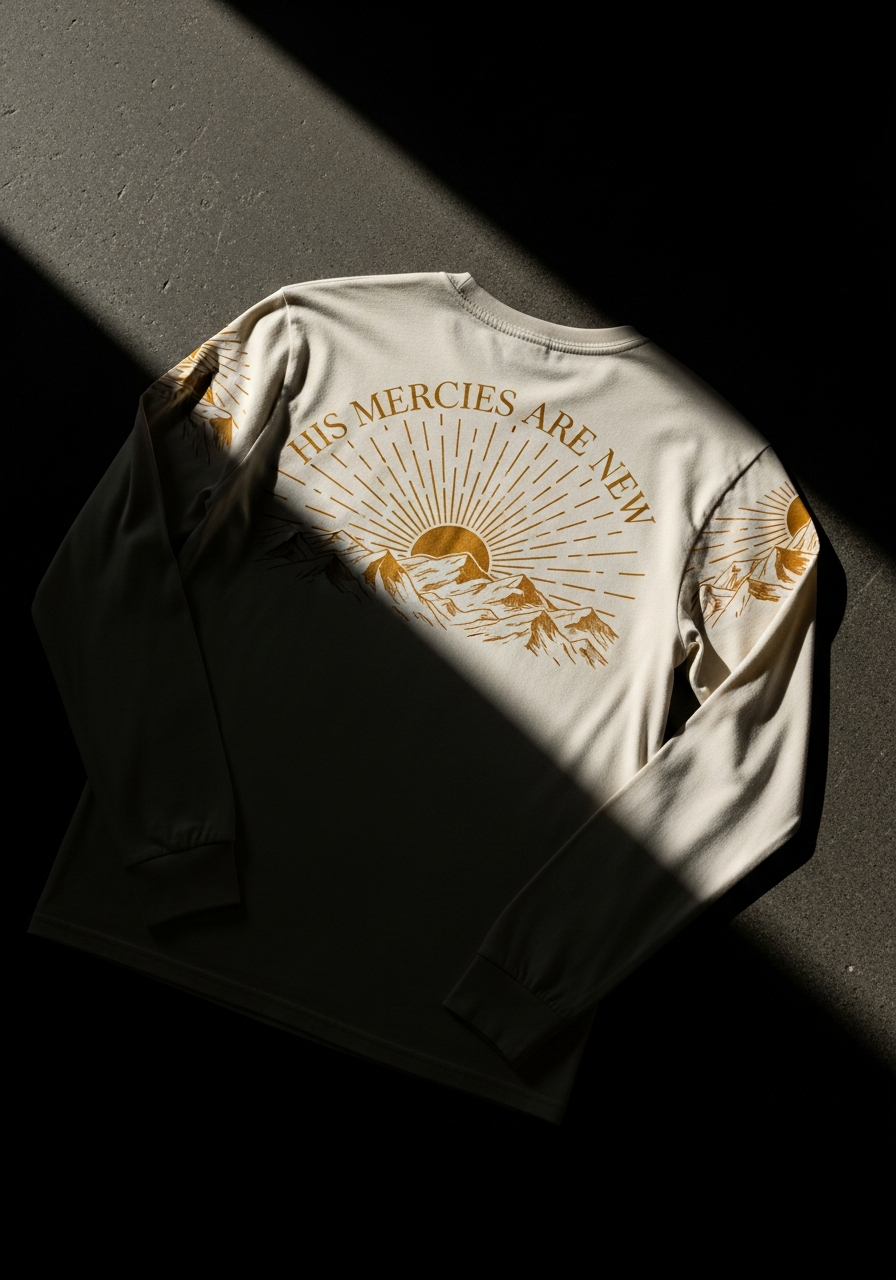 "His Mercies Are New" Long Sleeve faith-based apparel