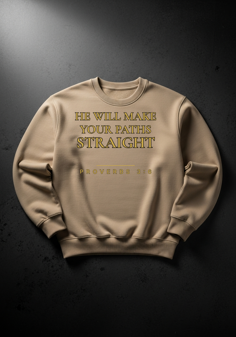 "He Will Make Your Paths Straight" Crewneck faith-based apparel