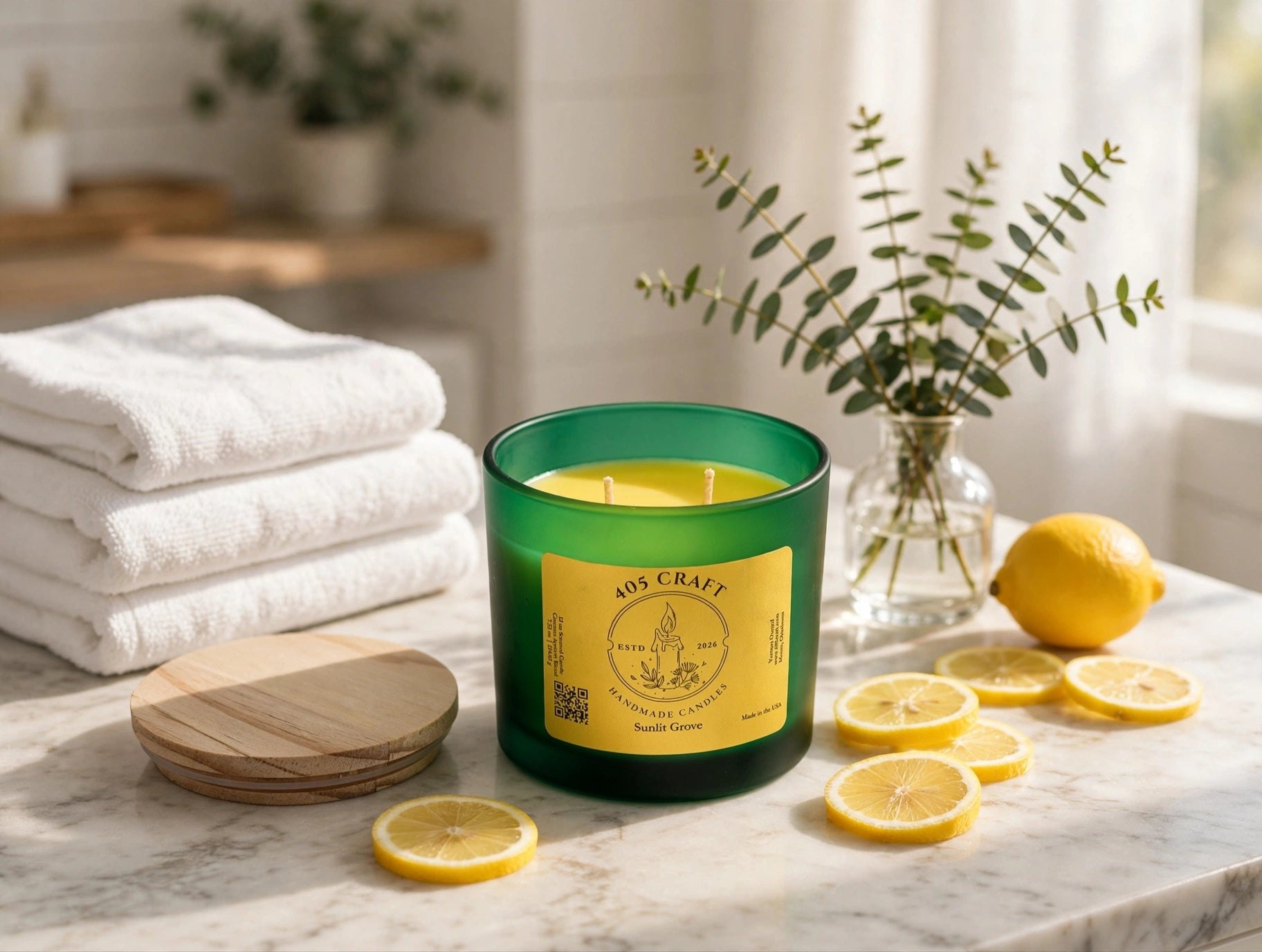 Sunlit Grove candle for a fresh, calm home ritual
