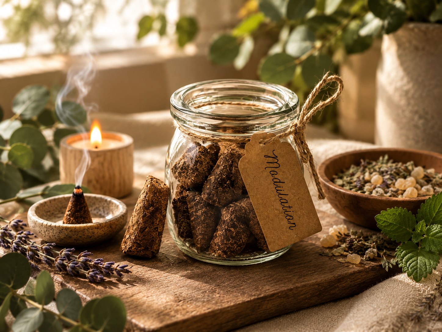 Meditation incense ready for a focused, calm home ritual