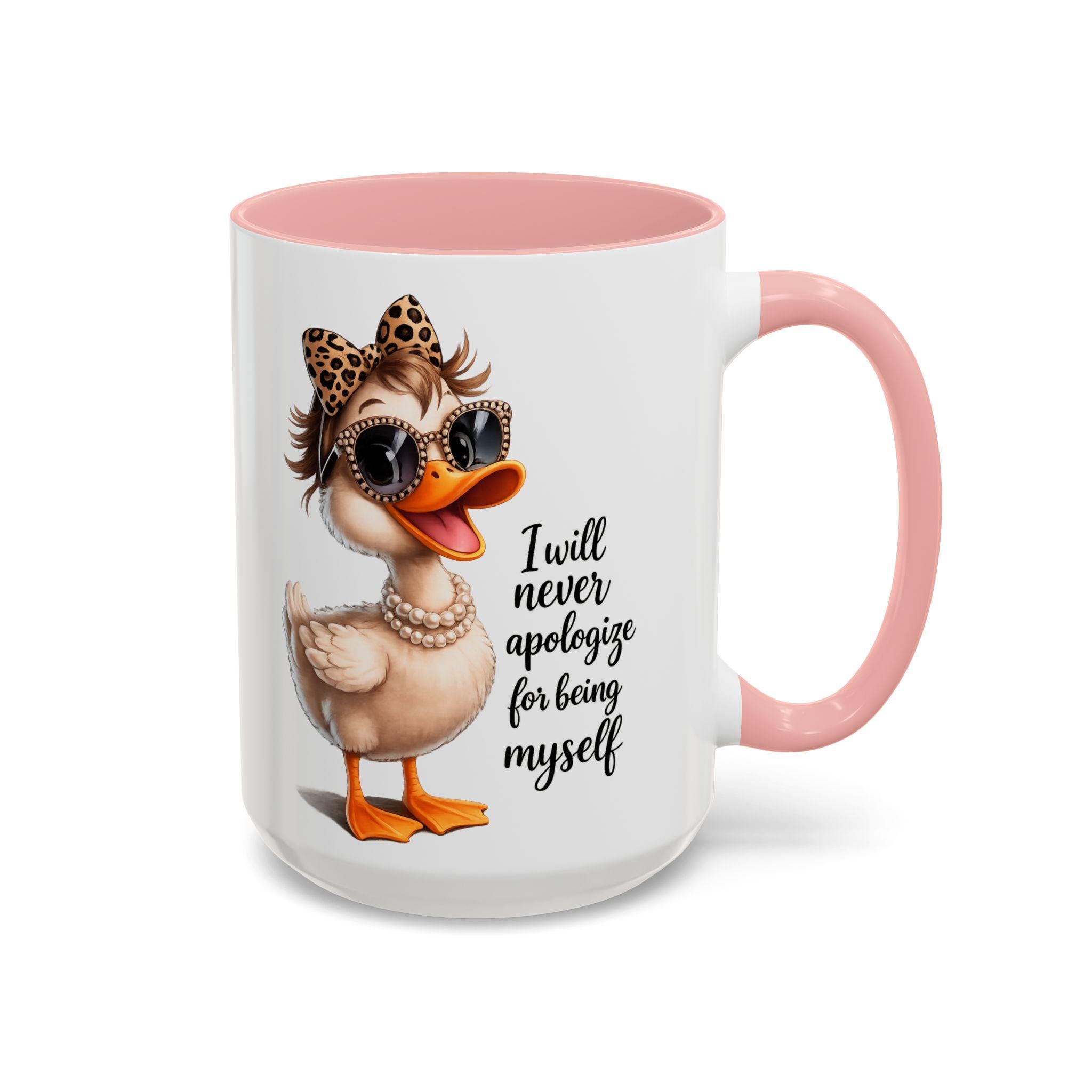Sassy Duck Mug, Funny Office Humor Mug, Sarcastic Coffee Mug, Snarky Coworker Present, Unapologetic Pink Accent Cup, Self Love Gift