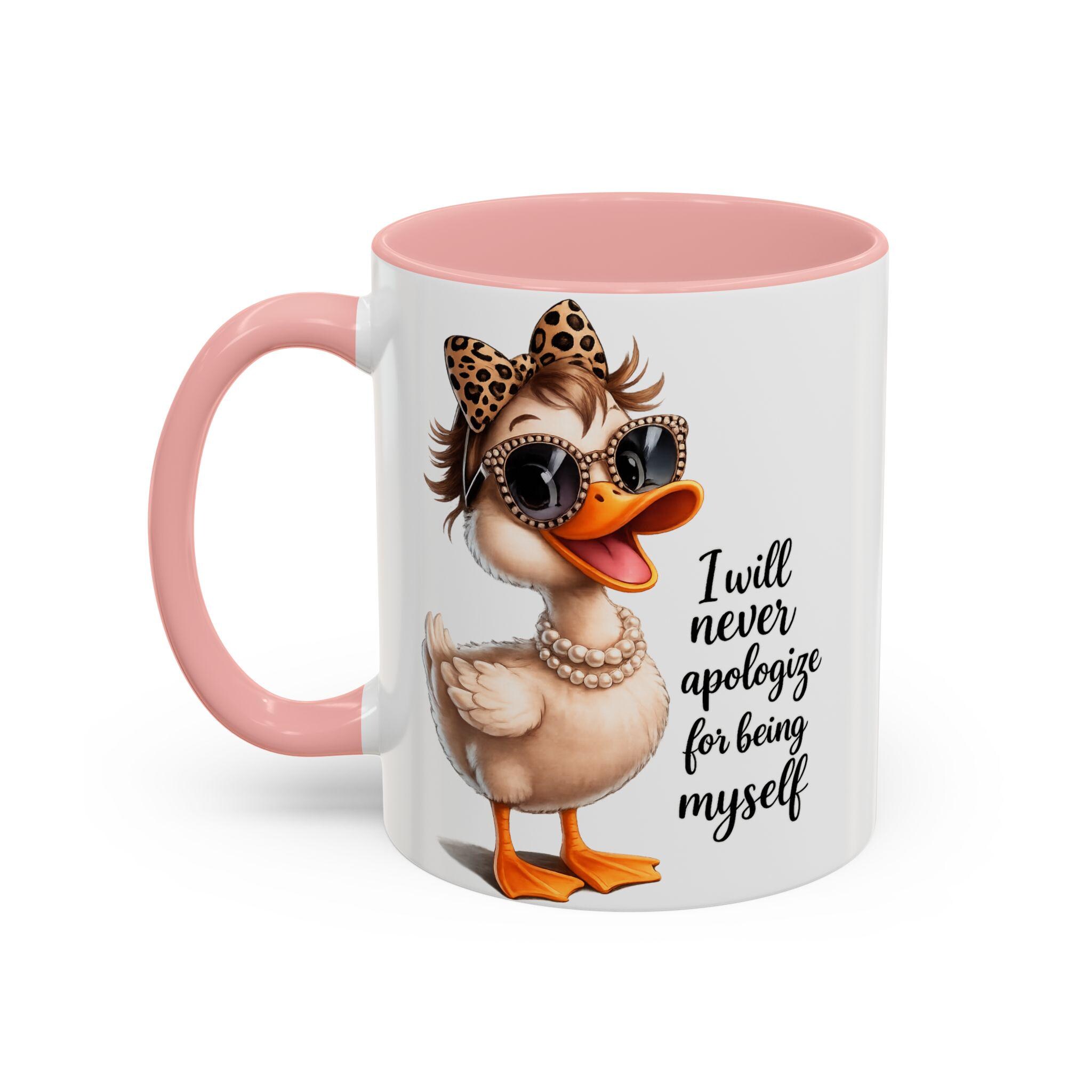 Sassy Duck Mug, Funny Office Humor Mug, Sarcastic Coffee Mug, Snarky Coworker Present, Unapologetic Pink Accent Cup, Self Love Gift, product view 2