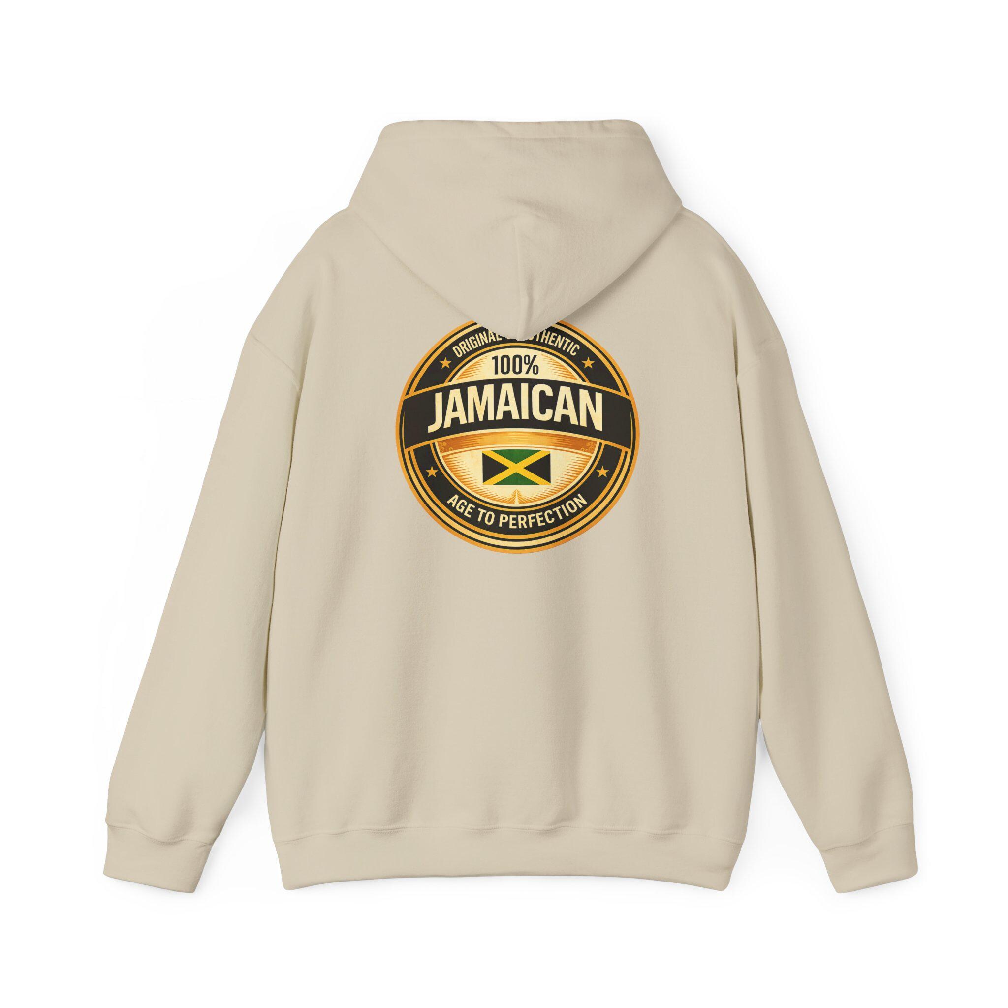 100% Jamaican Flag Hoodie, Jamaican pride Pullover, Back Print Unisex Sweatshirt, Caribbean Heritage Gift, product view 4