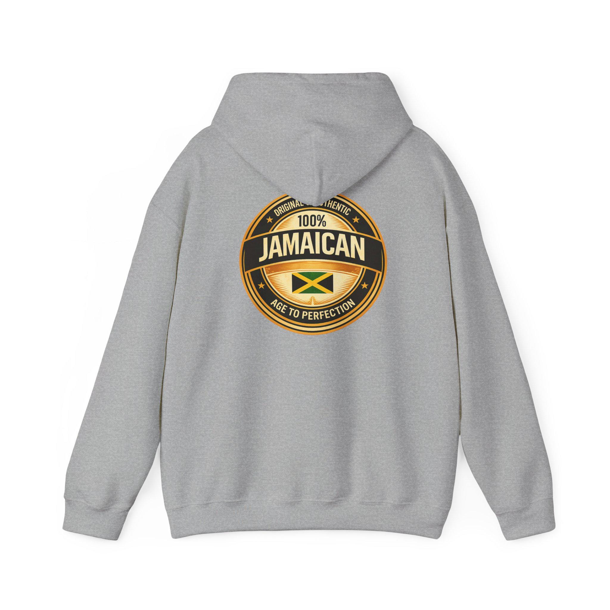 100% Jamaican Flag Hoodie, Jamaican pride Pullover, Back Print Unisex Sweatshirt, Caribbean Heritage Gift, product view 6