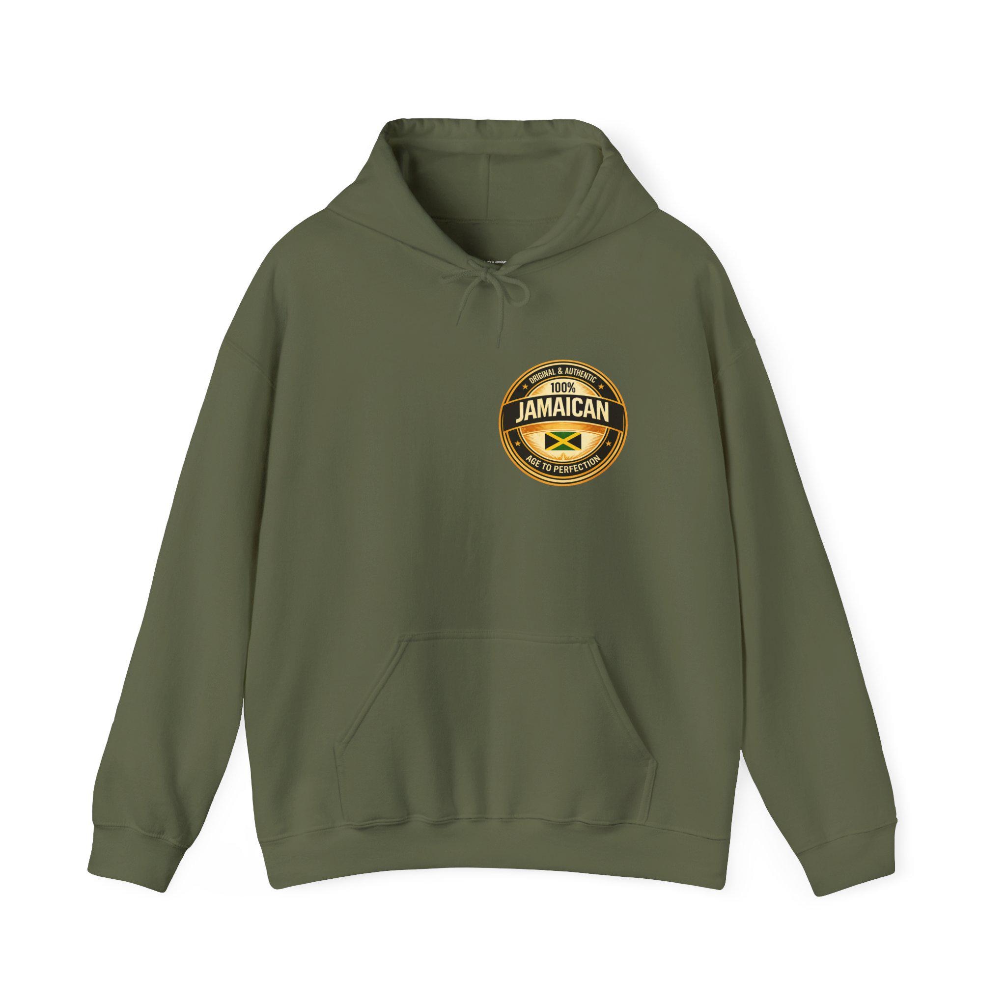 100% Jamaican Flag Hoodie, Jamaican pride Pullover, Back Print Unisex Sweatshirt, Caribbean Heritage Gift, product view 9
