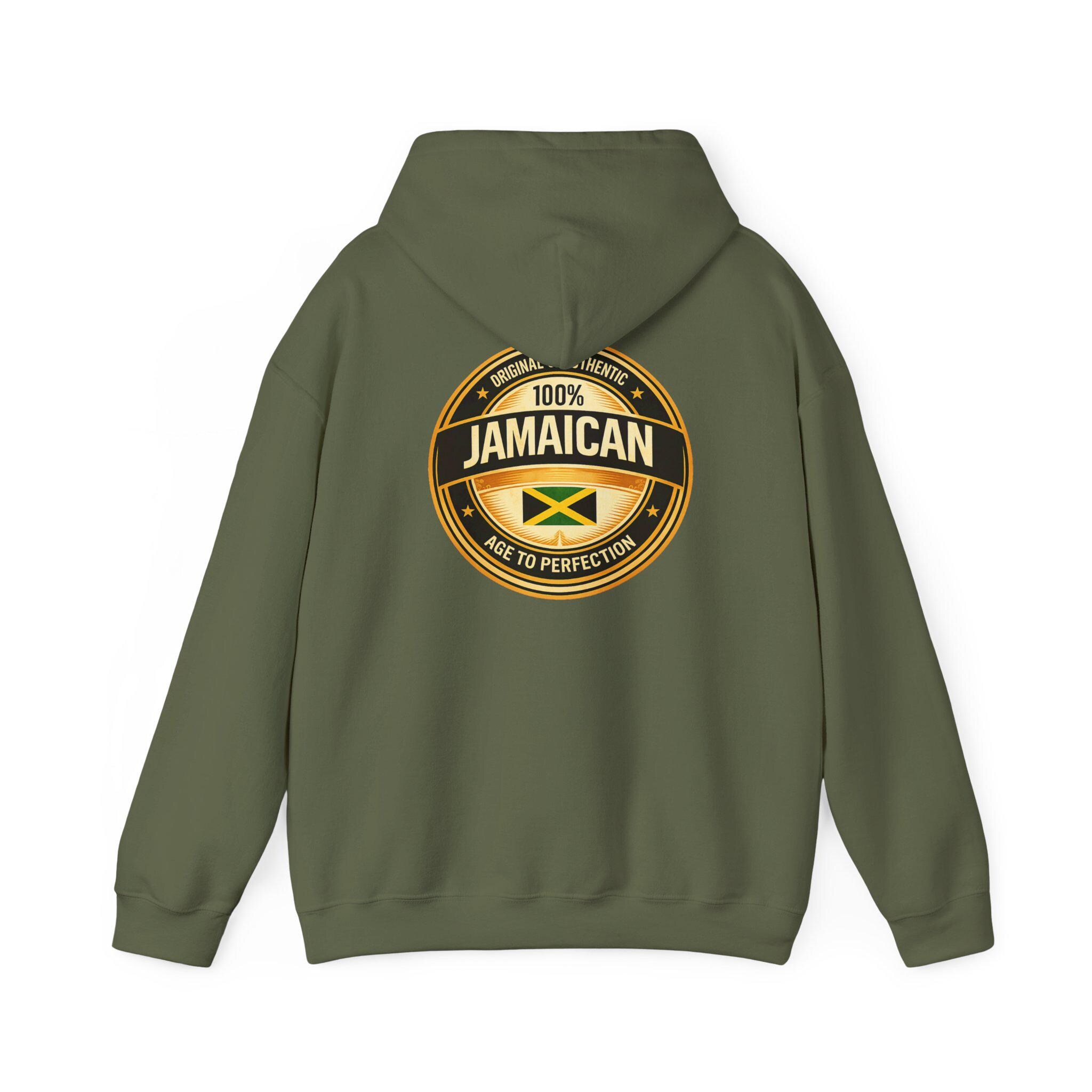 100% Jamaican Flag Hoodie, Jamaican pride Pullover, Back Print Unisex Sweatshirt, Caribbean Heritage Gift, product view 10