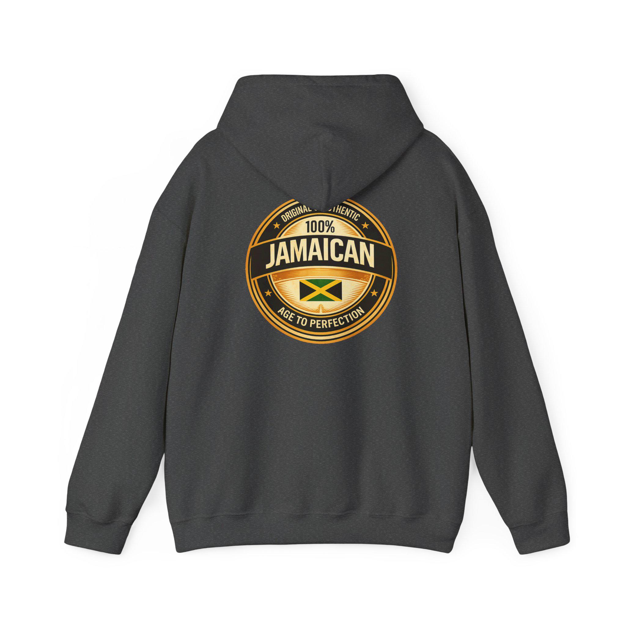 100% Jamaican Flag Hoodie, Jamaican pride Pullover, Back Print Unisex Sweatshirt, Caribbean Heritage Gift, product view 12